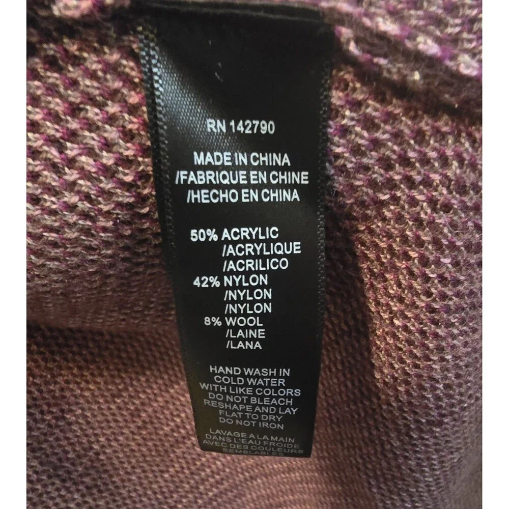 NWT MAXSPORT Hooded Cardigan Sweater Women's Burgundy Floral Sz M - Picture 3 of 8